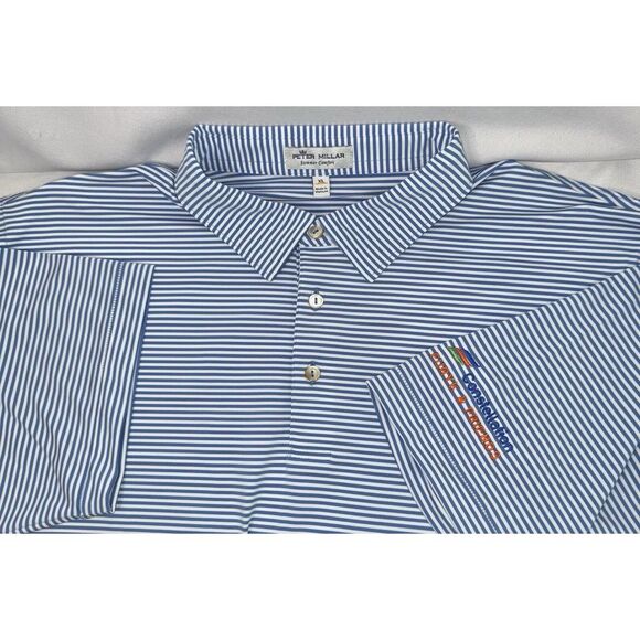 Peter Millar Other - Peter‎ Millar Summer Comfort Mens XL Blue White Striped Short Sleeve Button Up